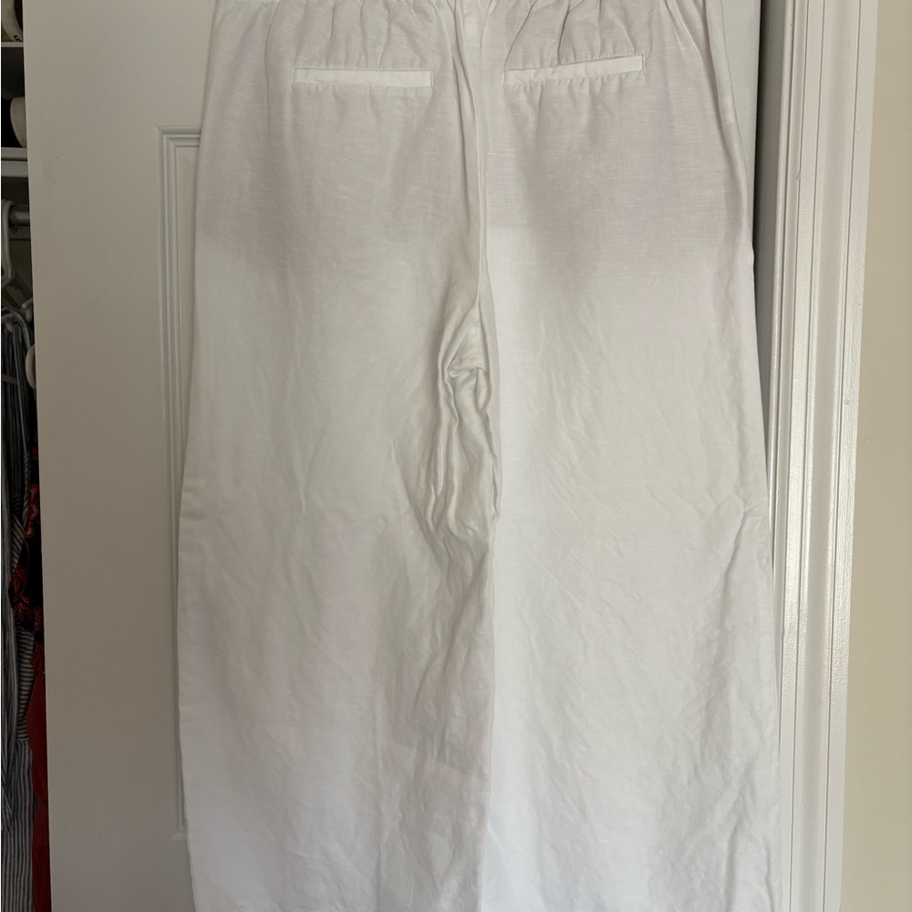 Wide leg crop linen pants
